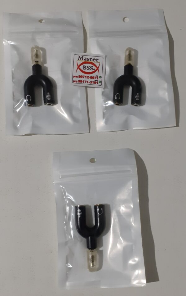 Adaptador Y para Fone Headset Microfone e Áudio P2 / P3 - Image 4