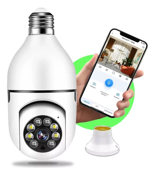Câmera Segurança Lâmpada Interna Yoosse Wifi Infravermelho Full HD 1080P