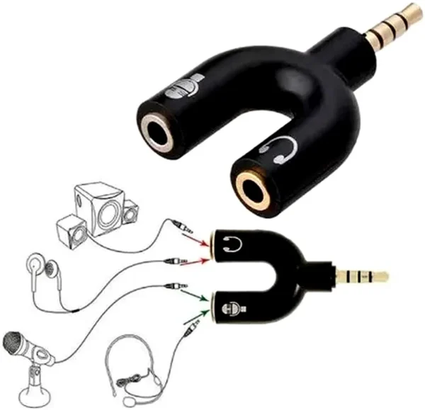 Adaptador Y para Fone Headset Microfone e Áudio P2 / P3 - Image 2