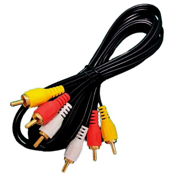 Cabo Áudio e Vídeo 3 RCA + 3 RCA Ponta Ouro 1.8 metros
