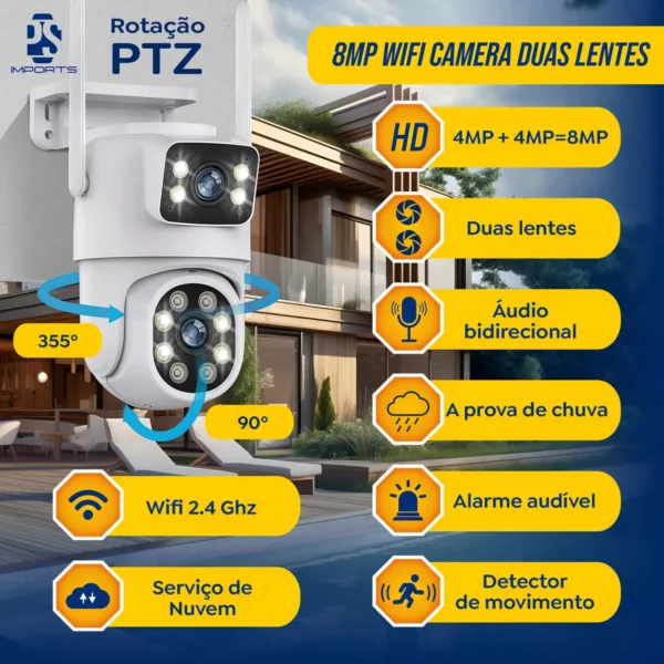 Câmeras de Segurança Wi-fi Dupla (2 Lente) Lente App Yoosee - Image 4