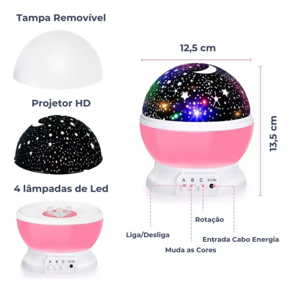 Luminária Projetor Estrela 360º Galáxia Abajur Mesa Infantil - Image 4