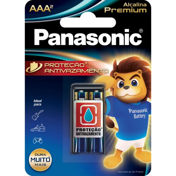Pilha Alcalina Premium Antivazamento Panasonic 1,5V AAA (2 Unidade)
