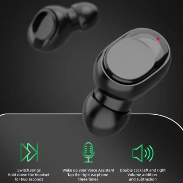 Fone de Ouvido Lehmox Bluetooth 5.3 Sem Fio Cor Preto LED Verde - Image 2