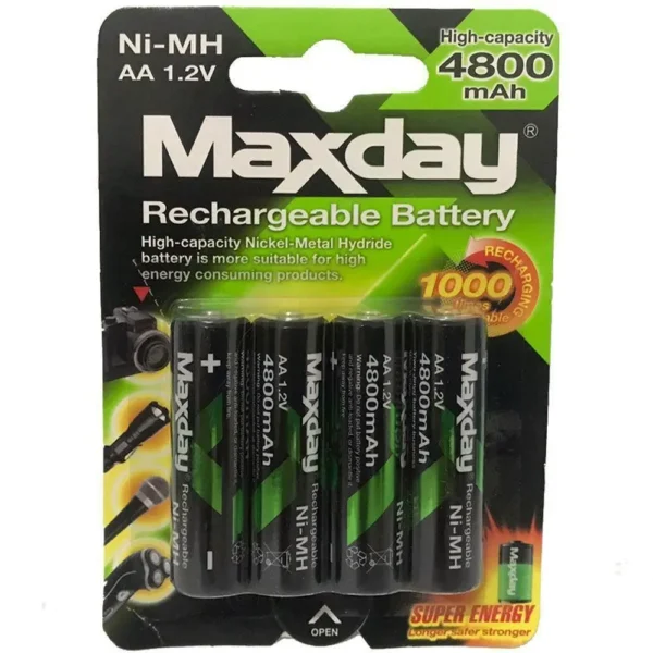 Pilhas AA Recarregáveis 1.2V Maxday 4800Mah 4 Unidades