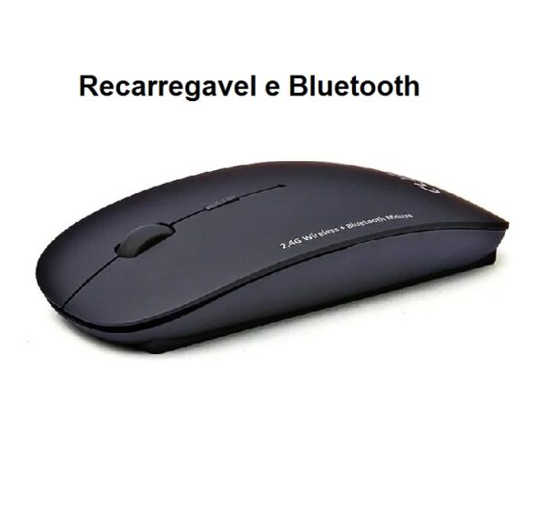 Mouse Sem Fio Bluetooth Recarregável 2.4ghz Preto