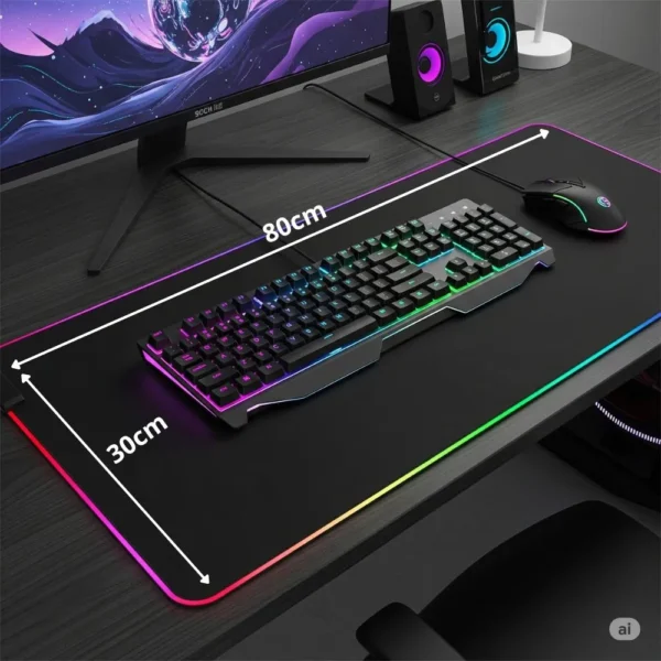 Mouse Pad Gamer RGB LED 80x30cm Grande Mesa - Image 2