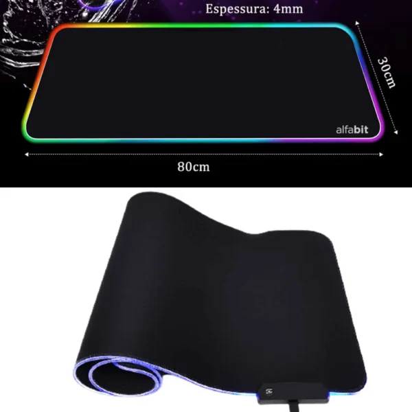 Mouse Pad Gamer RGB LED 80x30cm Grande Mesa - Image 4
