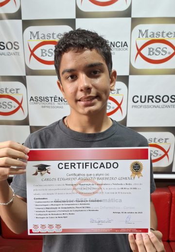 Aluno Carlos - Curso de Montagem e Manuteção de Computadores